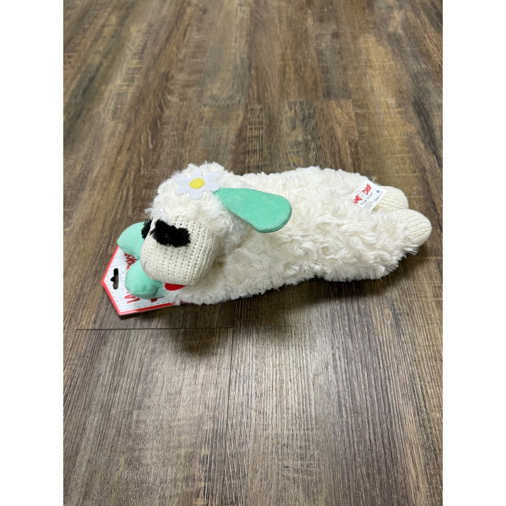 Lamb Chop Plush Dog Toy Small White Mint Green Good Daisy Spring Flower 2025